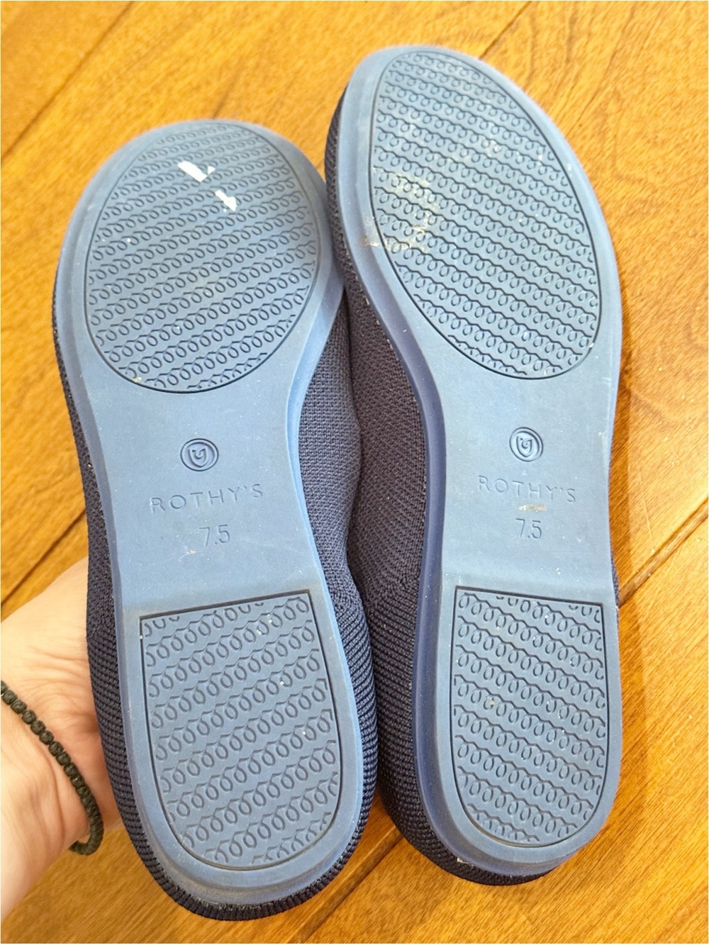 Rothys The Flat Slip On Knit Shoes Womens 7.5 Navy Classic Ballet Minimalist - Picture 6 of 6
